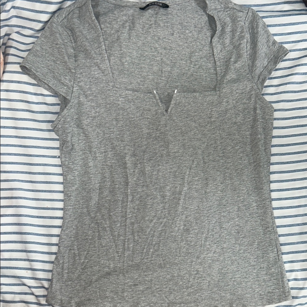 SHEIN Gray square neck Top